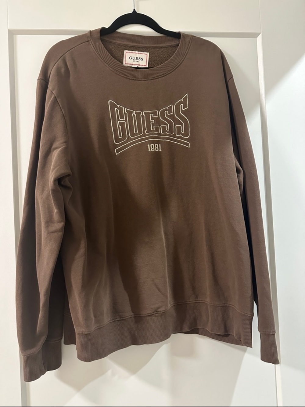 GUESS Brown Crewneck Sweatshirt with White Logo